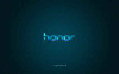 Download wallpapers Honor logo, blue shiny logo, Honor metal emblem ...