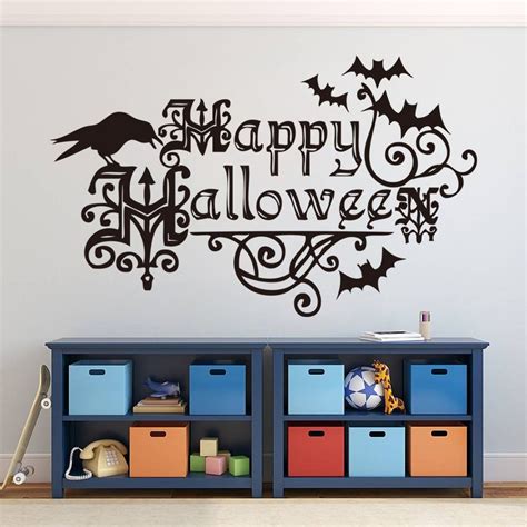 Amazon.com: Happy Halloween Wall Stickers, Pumpkins Spooky Skeleton ...