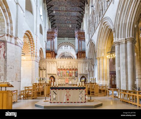 St Albans Cathedral. Nave Sanctuary of the Cathedral and Abbey Church Stock Photo, Royalty Free ...