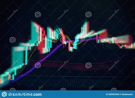 Technical Price Graph And Indicator, Red And Green Candlestick Chart On ...