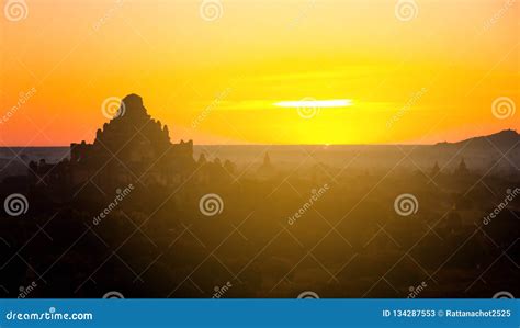 Beautiful Sunrise Scene of Ancient Pagoda in Bagan , Myanmar Stock ...