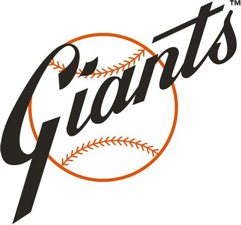 San Francisco Giants Primary Logo (1958) - Giants in black scripted diagonally on a white and ...