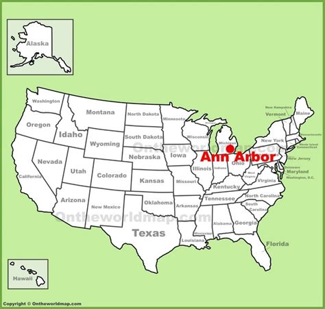 Ann Arbor location on the U.S. Map - Ontheworldmap.com