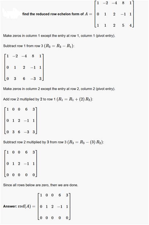 [Solved] (a) Find the reduced row echelon form of A. Show all the elementary... | Course Hero