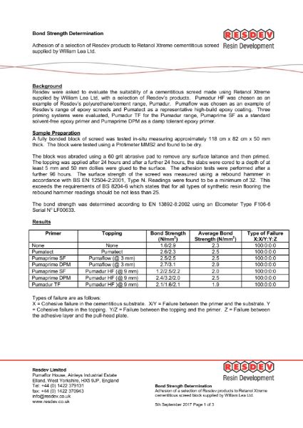 Adhesion Pull Off Test Report for Resin | NBS Source