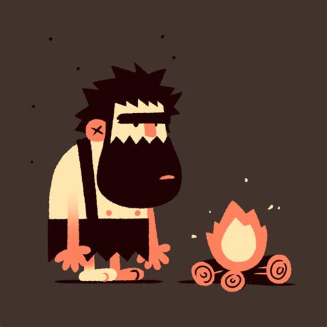 Caveman Fire - Illustration - T-Shirt | TeePublic