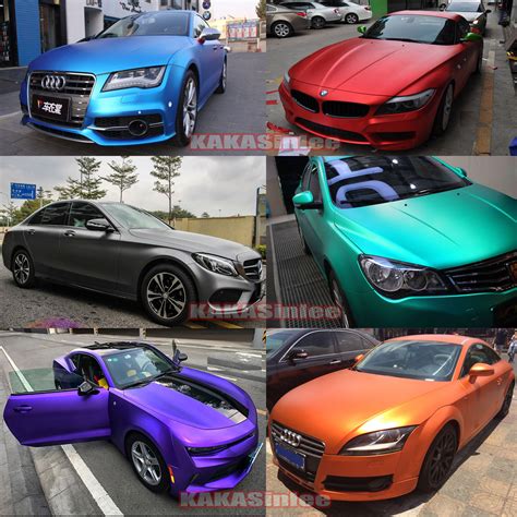 10 Colors - Car Stretch Satin Matte Metallic Chrome Vinyl Wrap Sticker ...