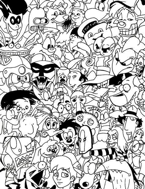 Download Cartoon Characters Coloring Pages | Wallpapers.com