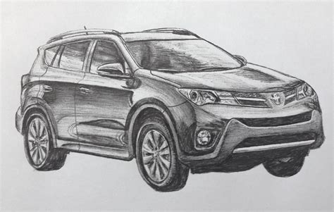 Toyota Rav4 drawn with nothing but an ink pen while waiting for customers. Consequences of ...