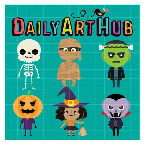 Cute Halloween Characters Clip Art Set – Daily Art Hub // Graphics, Alphabets & SVG