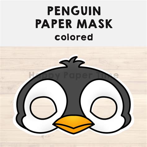 Penguin Paper Mask Printable Polar Animal Craft Activity Costume | Made ...