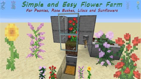 Minecraft Tutorial - Simple and Easy Flower Farm (Peonies, Rose Bushes ...