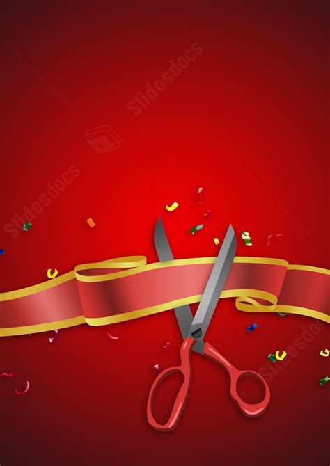 Ribbon Cutting Ceremony With Scissors And Confetti At The Grand Opening ...