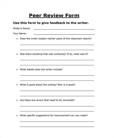 FREE 14+ Peer Review Form Samples, PDF, MS Word, Google Docs, Excel