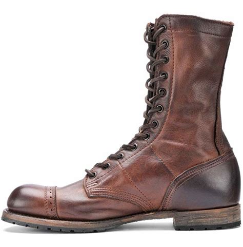 Men's Antique Brown Military Style Boots High Ankle Cap | RebelsMarket