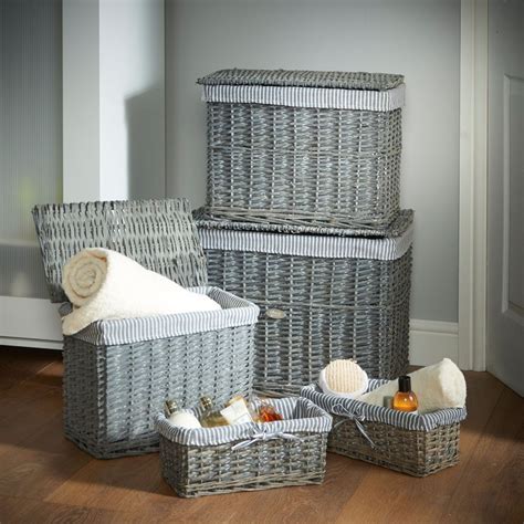 Grey Wicker Basket Set | Wicker baskets storage, Storage baskets, Wicker