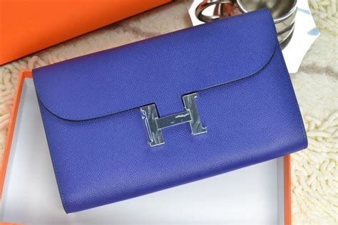 Hermes H Wallet Royal Blue Silver