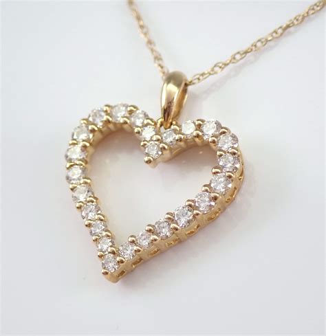 Yellow Gold Diamond Heart Pendant Necklace 18 Chain Wedding Graduation Gift Present