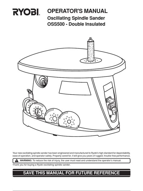 Ryobi OSS500 Oscillating Spindle Sander Owners Manual | PDF | Insulator ...