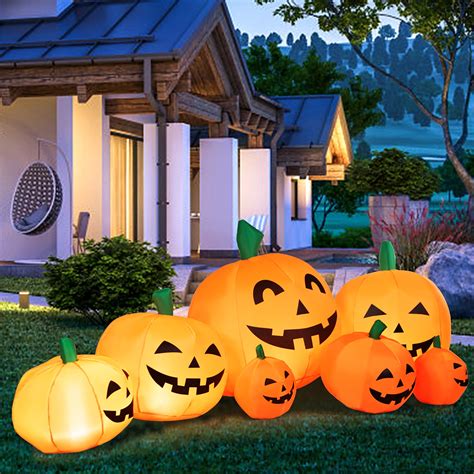 Costway 7.5' Halloween Inflatable 7 Pumpkins Patch W/LED Light Outdoor ...