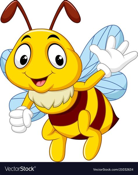 Cartoon happy bee waving hand. Download a Free Preview or High Quality Adobe Illustrator Ai, EPS ...