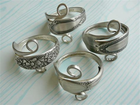 Silverware Napkin Rings Antique Silver Forks Set of 4 by Revisions