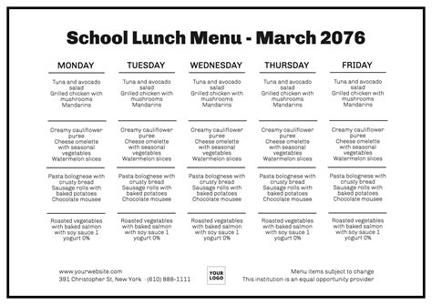 School lunch menu editable template | Plantillas de menú, Menú, Almuerzo escolar