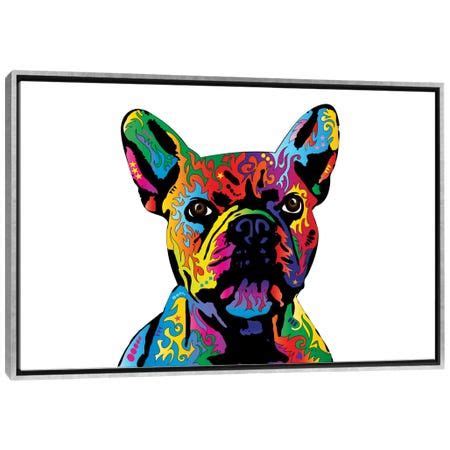 Rainbow French Bulldog On White | Grey canvas art, Canvas prints, French bulldog