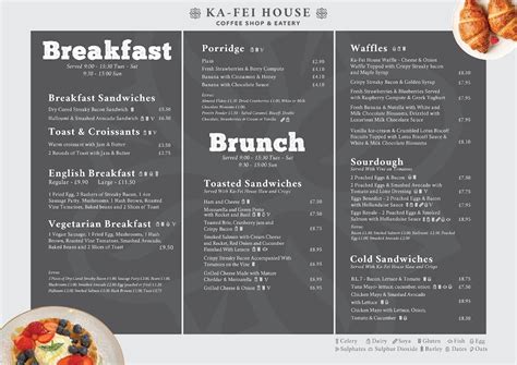 Menu at Ka-Fei House cafe, Queensbury