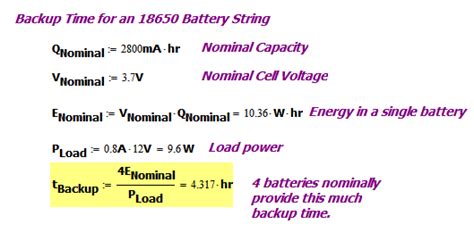 Worked Calculation Example of Lithium Battery Capacity Versus Load ...