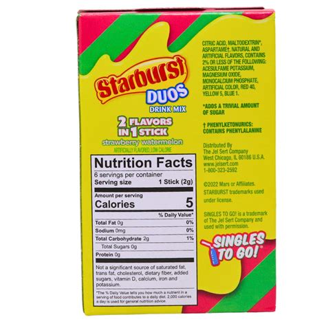 Starburst Duos Singles to Go Strawberry Watermelon Drink Mix – Candy Funhouse US