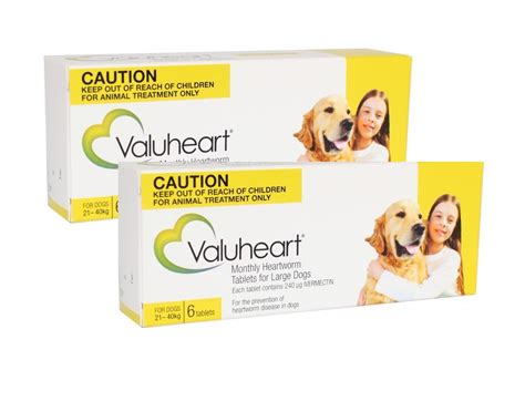 Valuheart Monthly Heartworm Tablets for Large Dogs 45-88 lbs (21-40 kg) - Gold 12 Tablets ...