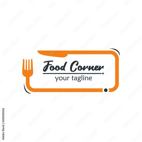 Good Food Logo Icon. Restaurant Culinary Kitchen Canteen Catering Design Concept. Rectangle Fork ...