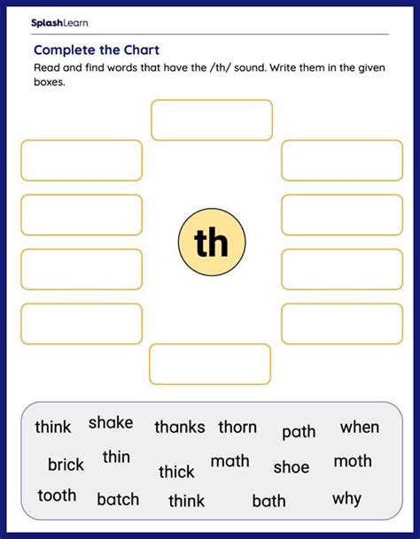 Digraph TH Worksheets for Kids Online - SplashLearn