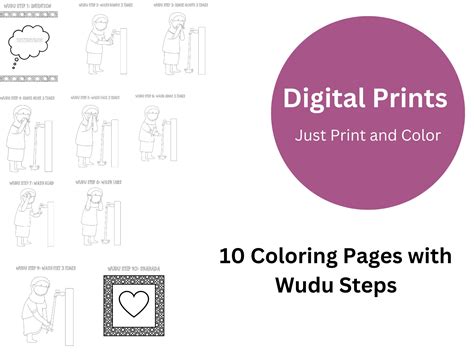 Wudu Steps Coloring Pages, Wudu Guide Coloring Pages, Wudu Step by Step ...