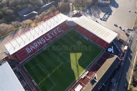 Barnsley FC Football Club Oakwell Stadium from Above Drone Aerial View Blue Sky Editorial ...