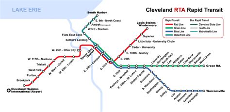 Cleveland RTA Rapid Transit - Map, lines, stations and tickets