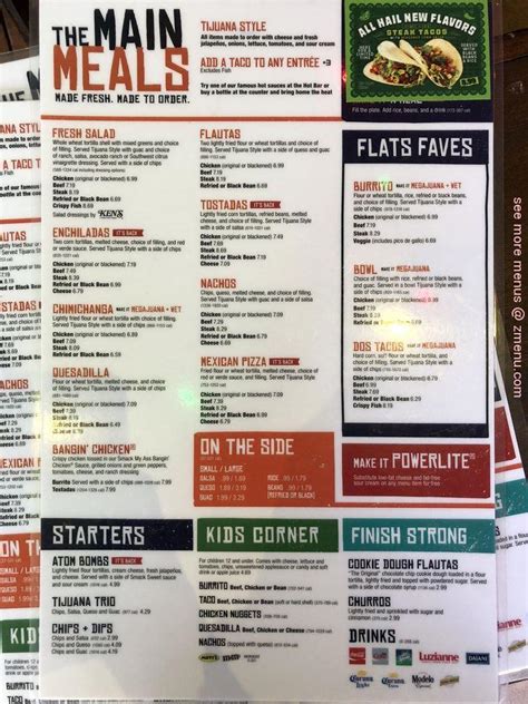 Menu at Tijuana Flats restaurant, Holly Springs