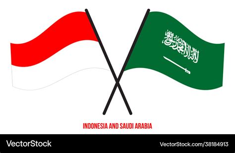 Indonesia and saudi arabia flags crossed Vector Image