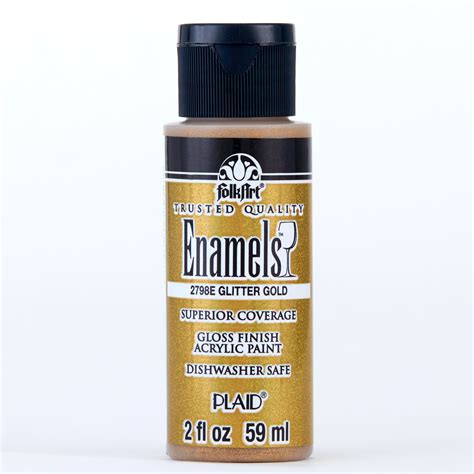 FolkArt 2798E Enamel Acrylic Craft Paint, Gloss Finish, Gold, 2 fl oz ...