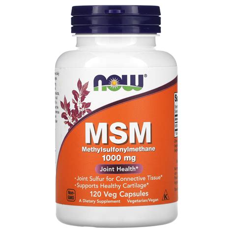 Now Foods, MSM, Methylsulfonylmethane, 1,000 mg, 120 Veg Capsules - iHerb