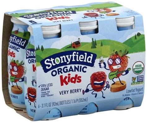 Stonyfield Farm Lowfat Yogurt, Very Berry Smoothies - 6 ea, Nutrition ...