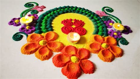 Beautiful Rangoli Design For Lakshmi Puja/Diwali lakshmi Puja Rangoli/Lakshmi Padam Rangoli ...