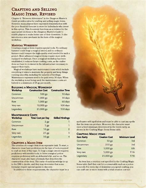 Crafting and Selling Magic Items, Revised – Dungeon Master's Workshop | Dungeons and dragons ...