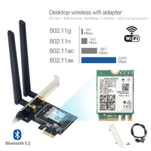 Intel Wi-Fi 6 AX200 160MHz Dual Band PCI-E Wireless Adapter Bluetooth 5 ...