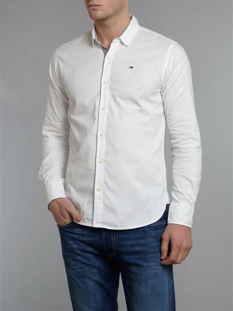 Tommy hilfiger Long Sleeve Georgetown Oxford Shirt in White for Men | Lyst