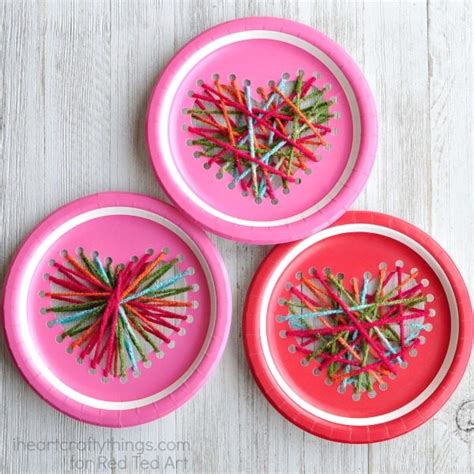 Easy Easy Paper Plate Heart Sewing Craft for Kids - Valentine's ...