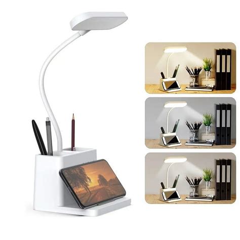 FAMKIT Desk Lamp, USB Charging Port LED Desk Lamp with Pen Holder for ...