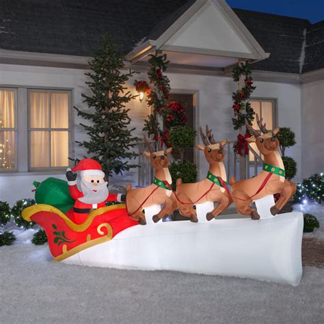 Gemmy Industries Santa in Sleigh Scene Airblown Inflatable | Wayfair