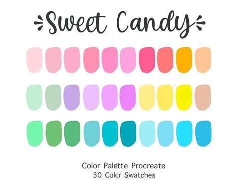 Procreate Color Palette Sweet Candy Color Swatches Instant - Etsy in 2023 | Color swatches ...